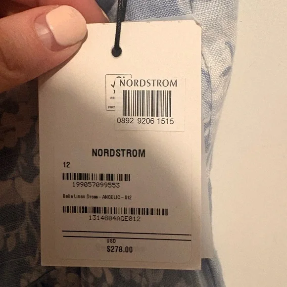 Reformation Balia Linen Dress Angelic Floral Blue Midi NWT Size 12 | retail 278$ - Picture 5 of 11